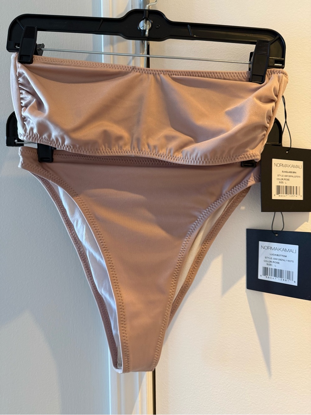 NORMA KAMALI Rose High-Waist Luca Bikini Bottom and Sunglasses Bra - Size L